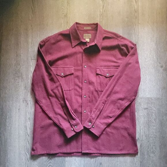 NWT Chamois Cloth St. John's Bay Large Burgundy Button-Down Long-sleeve Shirt - Picture 1 of 10